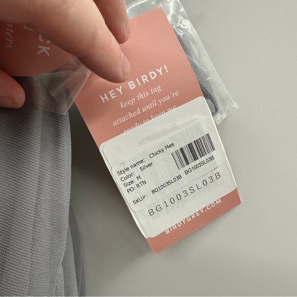 Birdy Grey Chicky Mesh Convertible Bridesmaid Maxi Dress in Silver Sz M NEW - Picture 12 of 13